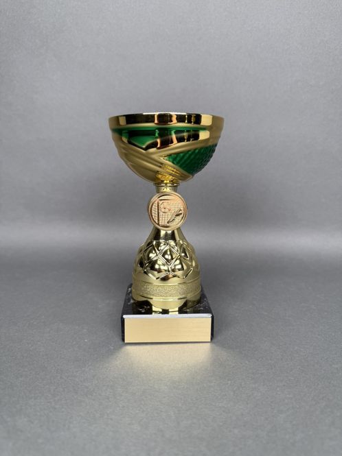 Huvudbild Pokal Tyra, Guld-Grön, 154mm, Diameter 80mm